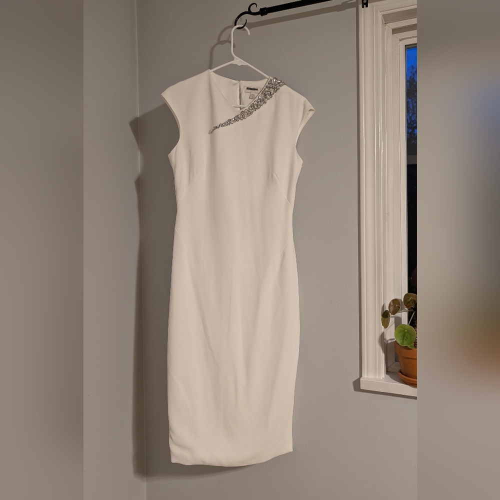 Ted Baker London Cream Dress with Silver Embellishment